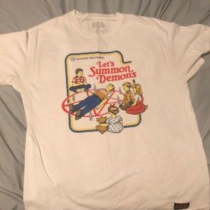 Selling a Steven rhodes let’s summon demons shirt.
